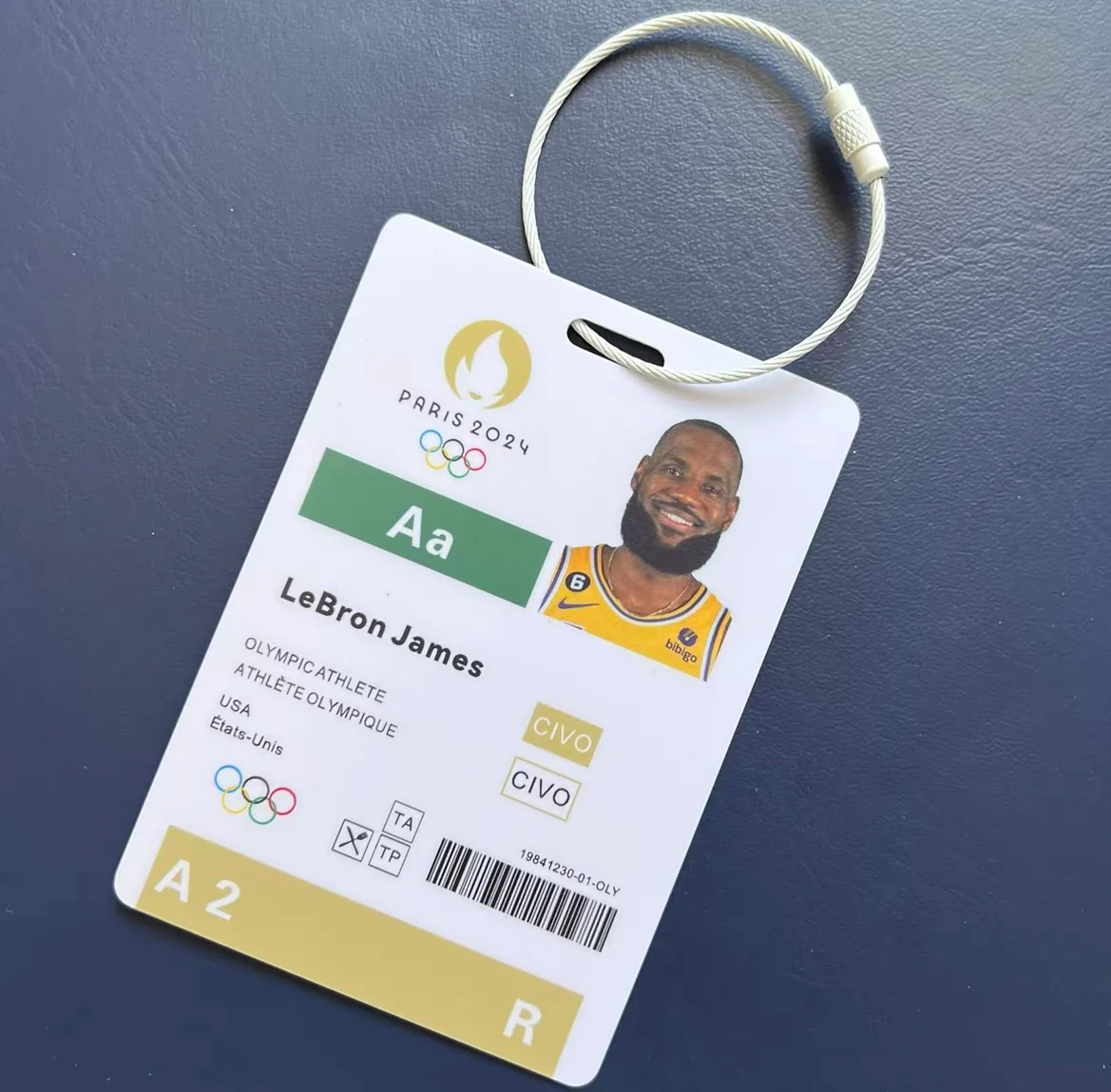 American Dream Team Paris Basketball Player ID/Backpack Pendant - Image 3