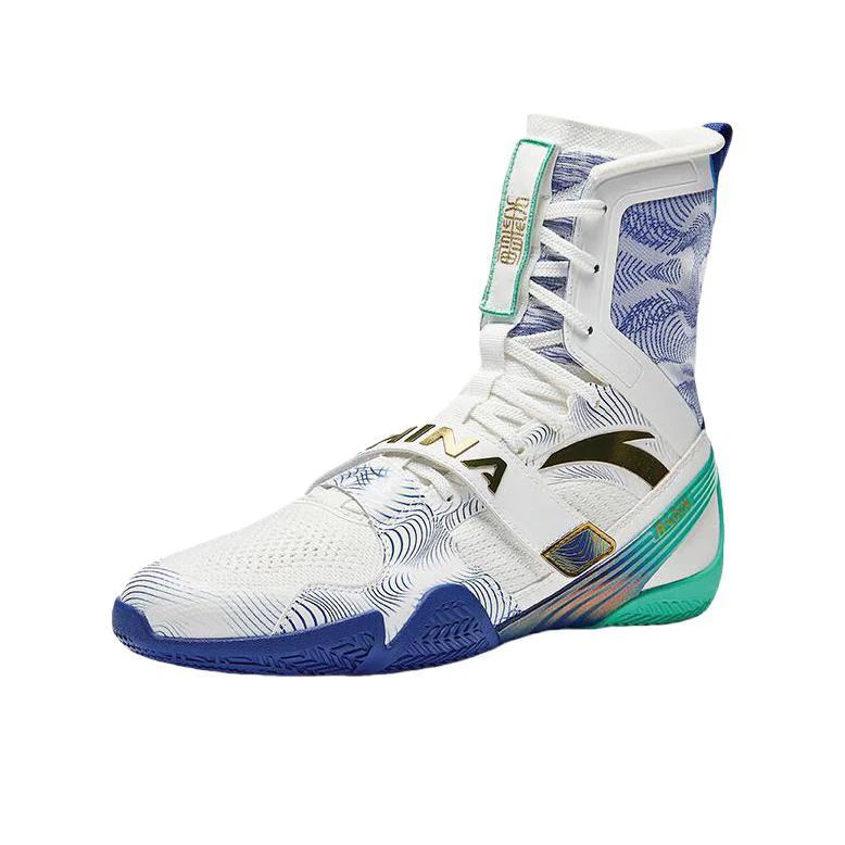 Anta | China National Team 2024 Paris Olympics Professional Boxing Shoes - White/Blue - Image 2
