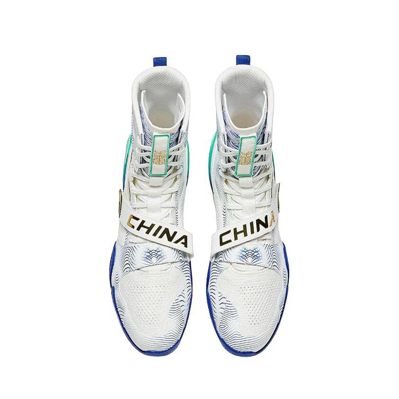 Anta | China National Team 2024 Paris Olympics Professional Boxing Shoes - White/Blue - Image 5