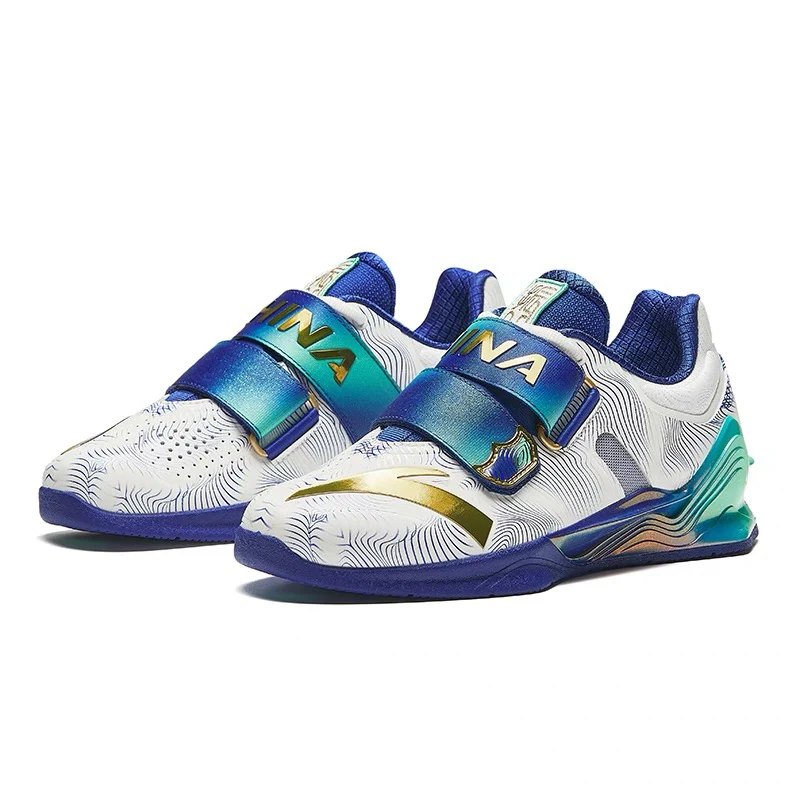 Anta | China National Team 2024 Paris Olympics Weightlifting Training Squat Shoes - Blue/White - Image 2