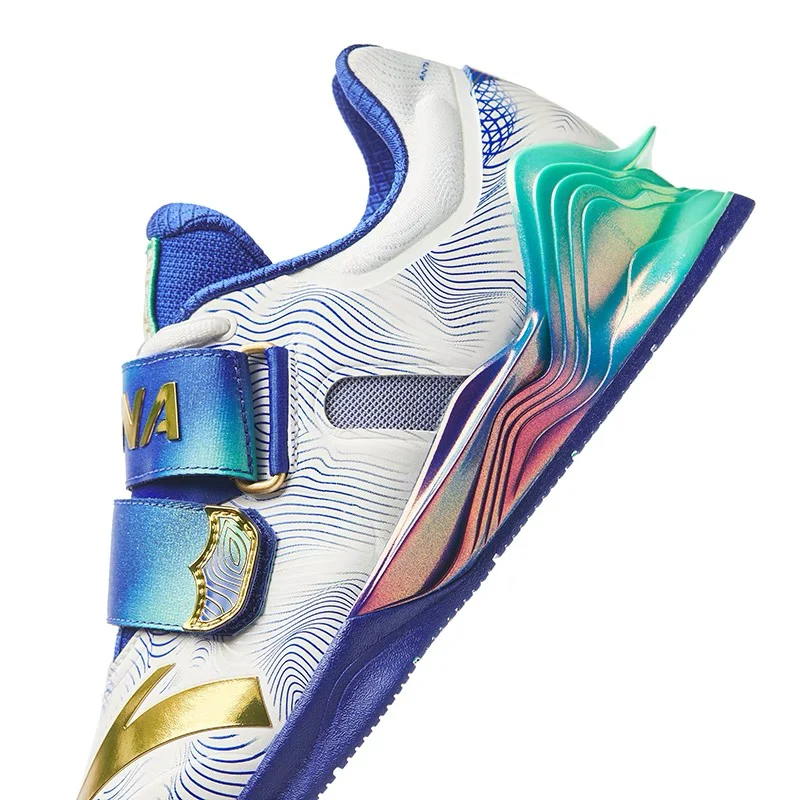 Anta | China National Team 2024 Paris Olympics Weightlifting Training Squat Shoes - Blue/White - Image 3