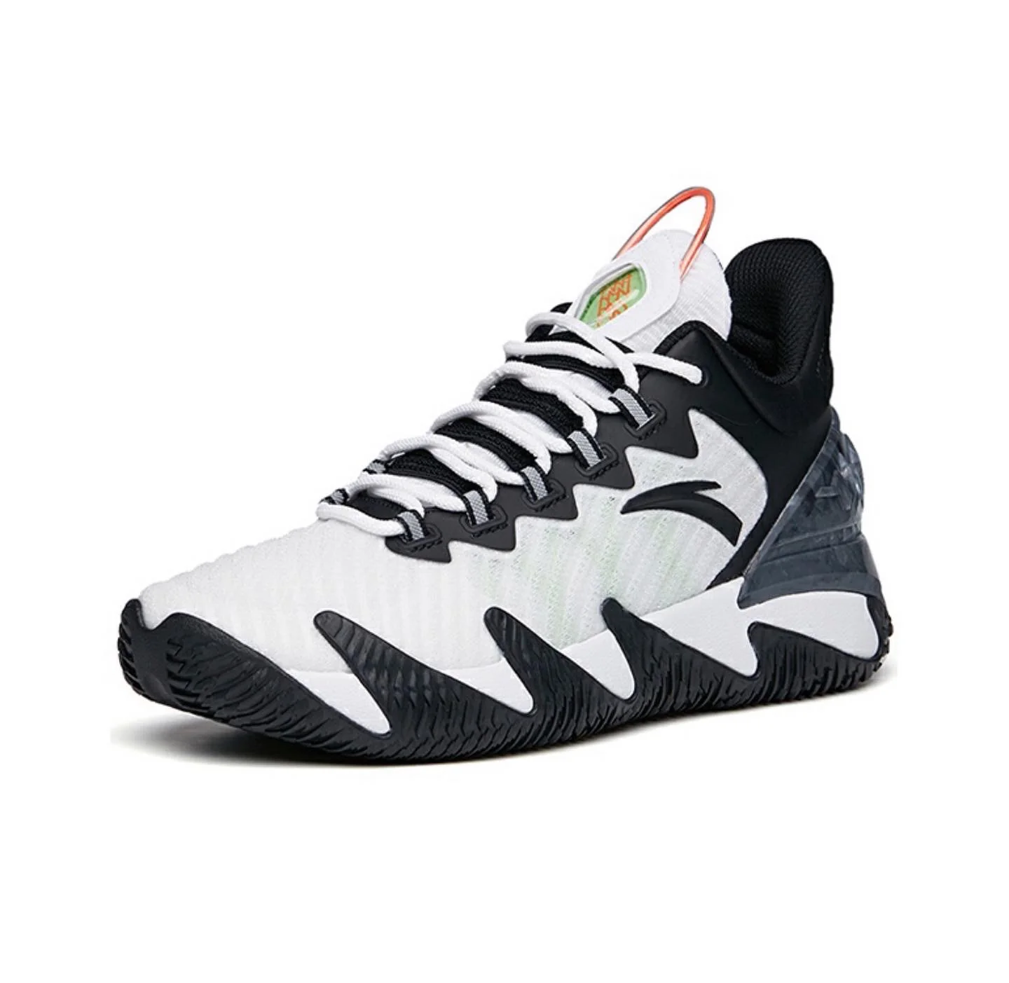 Anta Men's Shock The Game 逆刃 Low Basketball Shoes Black/White - Image 2