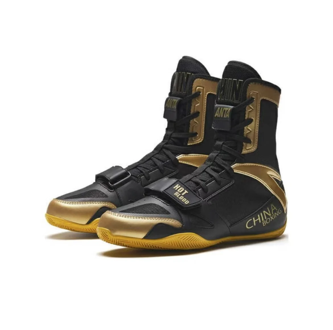 Anta National Team Professional Boxing Shoes - Black Gold - Image 2
