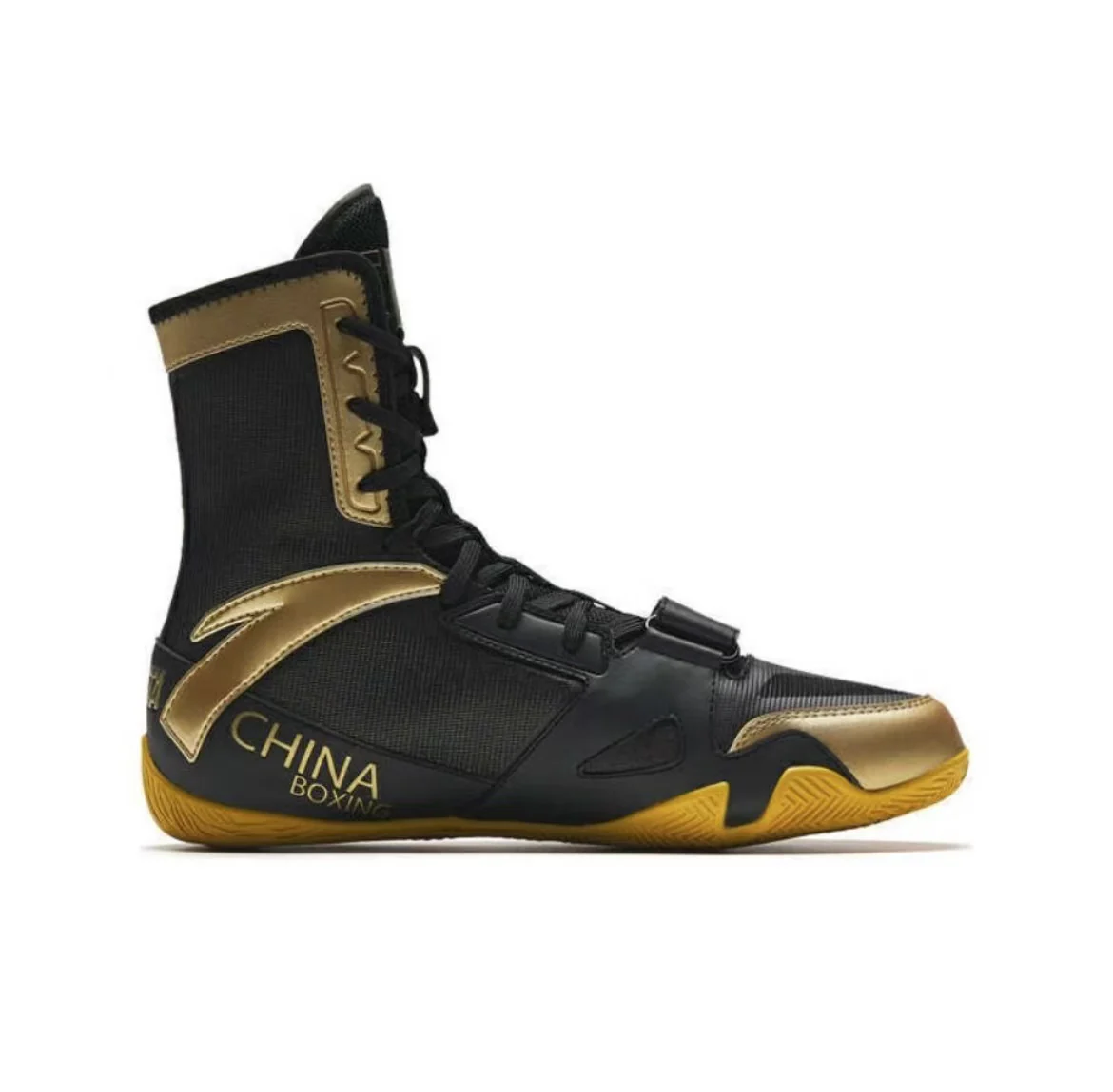 Anta National Team Professional Boxing Shoes - Black Gold - Image 3