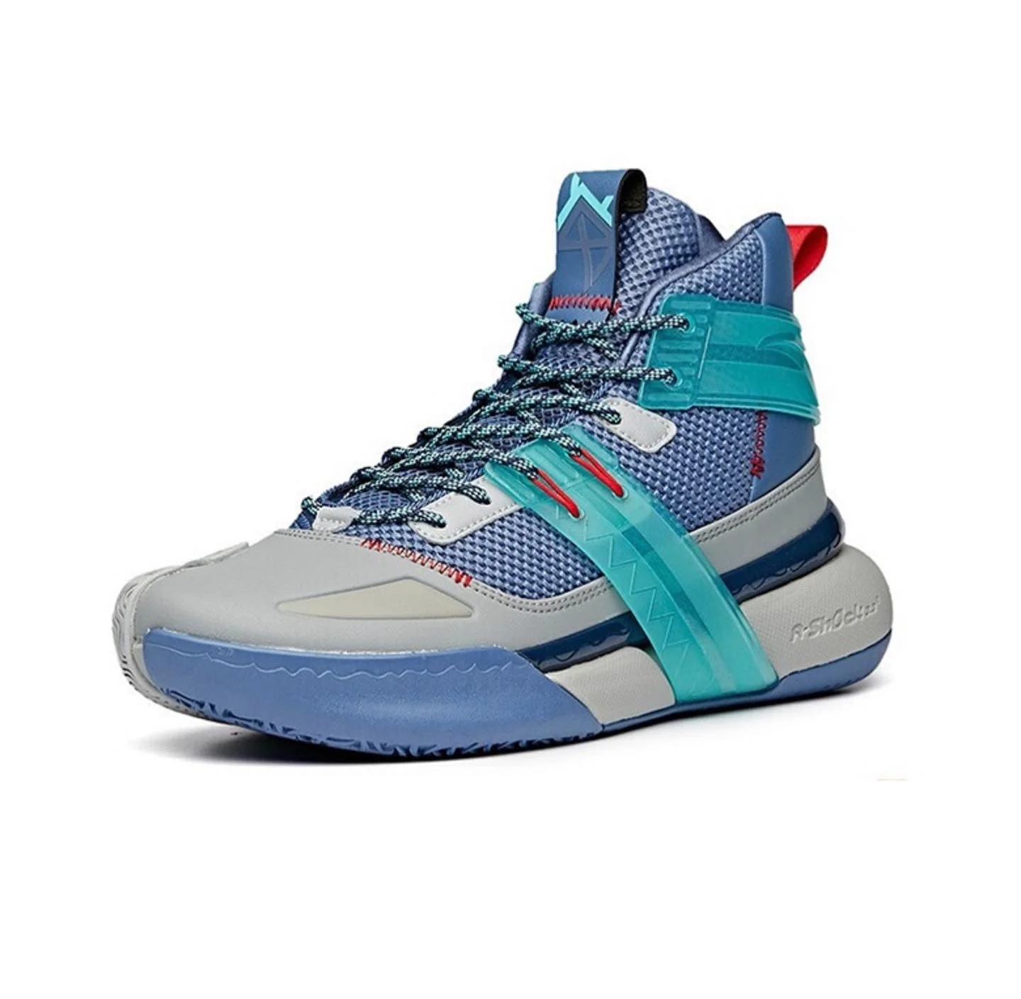 Anta Quick Fight 4 High Basketball Shoes - Blue/Gray - Image 2