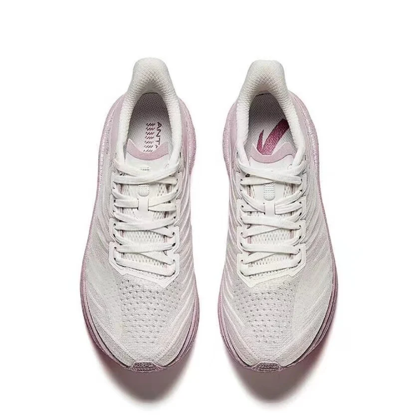 Anta Woman's Mach 4.0 Racing Running Shoes - White/Pink - Image 2