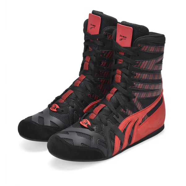 Do-win High Barrel Professional Boxing Training Shoes - Red/Black - Image 2