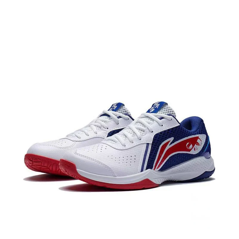 Li-Ning AXforce LT-01 Lite Badminton Shoes - White/Blue/Red - Image 2