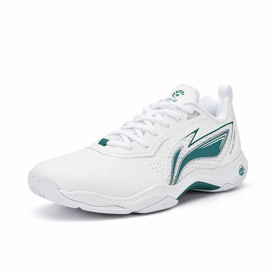 Li-Ning Pu Non-Slip Breathable Low-Top Badminton Shoes - White/Green - Image 2