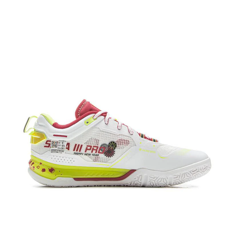 Li-Ning Saga 3 Pro Badminton Shoes - White/Red - Image 6