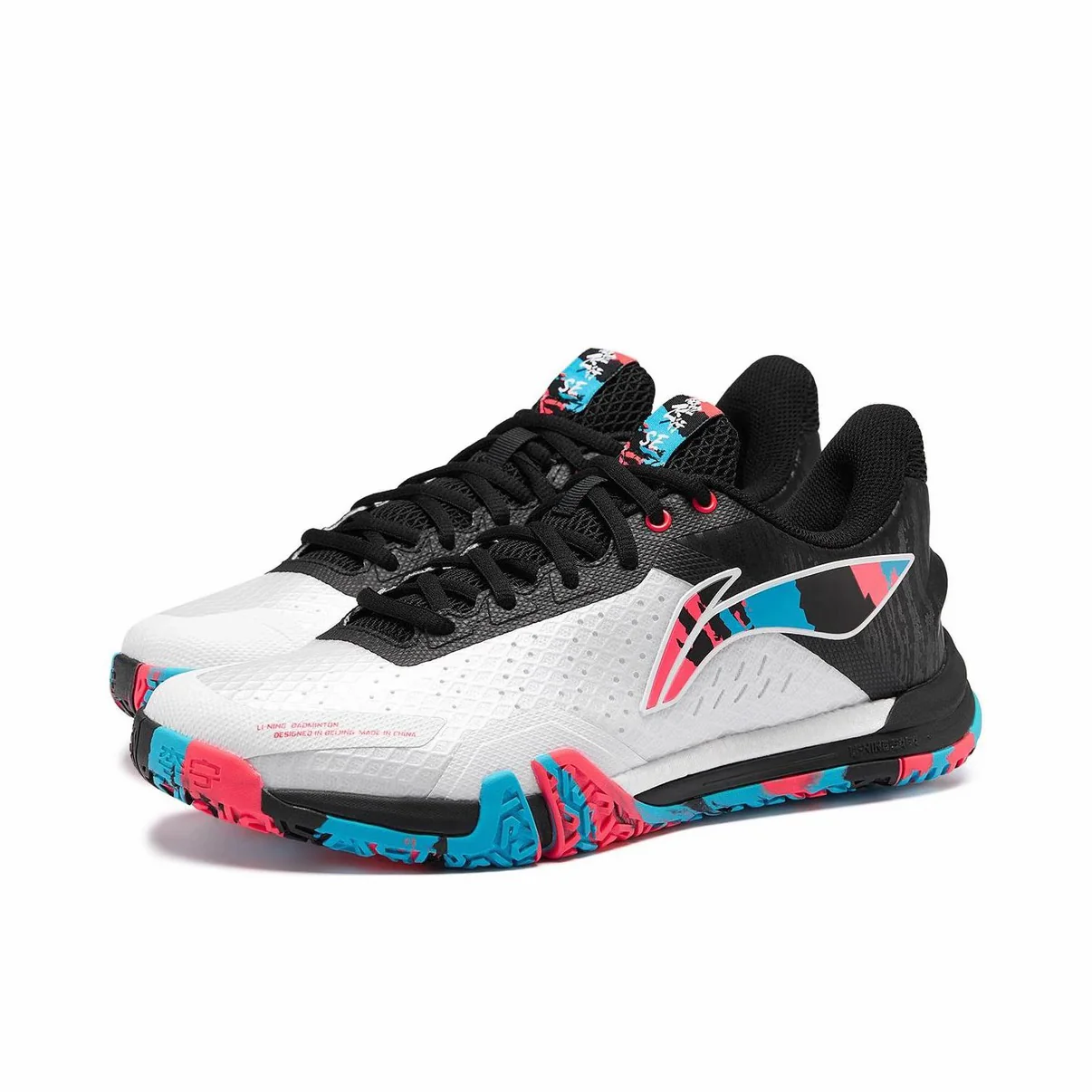 Li-Ning Saga SE Badminton Shoes - White/Black/Red - Image 2