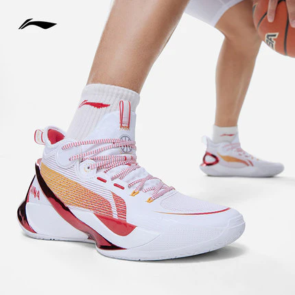 Li Ning Sonic 10 Ultra Mid Basketball Shoes - White/Red - Image 2