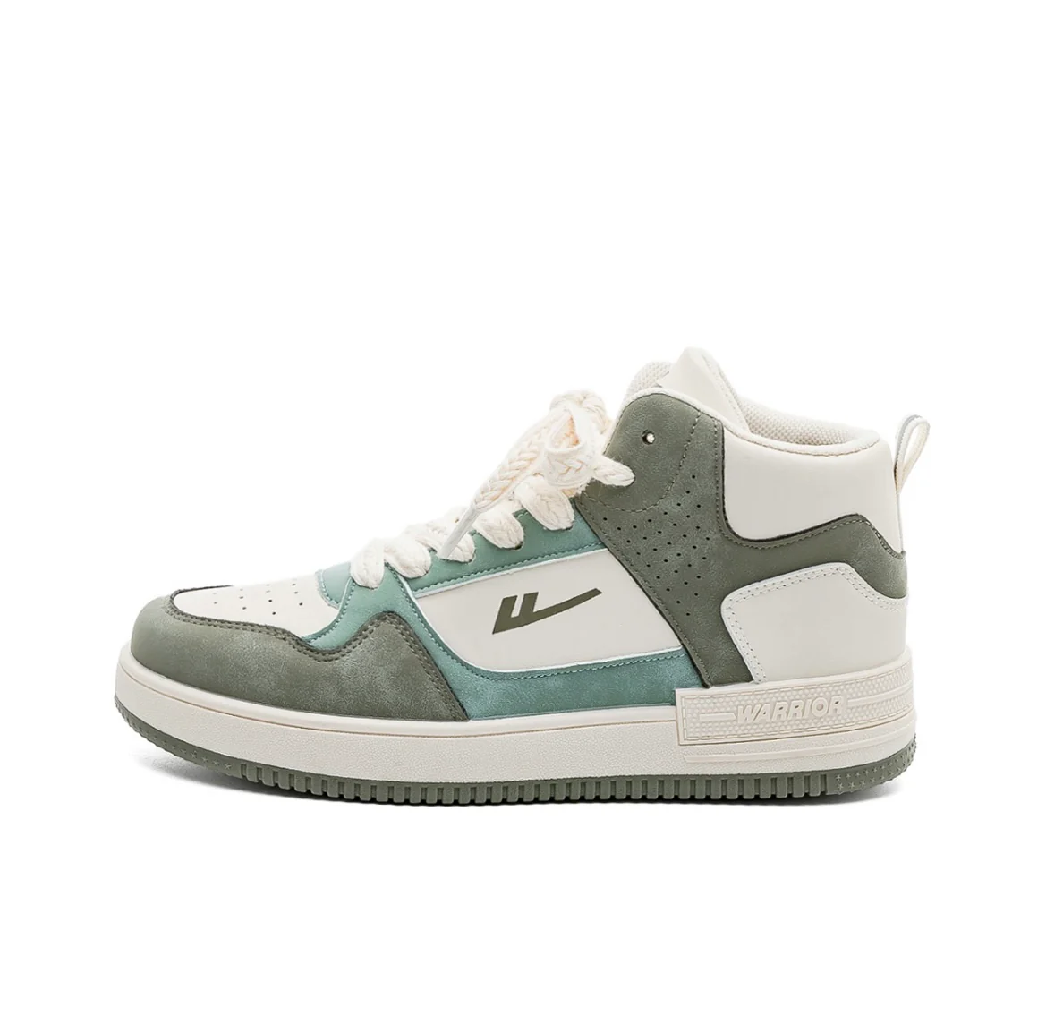 Warrior Retro Fashion High Skateboard Shoes - Beige Green
