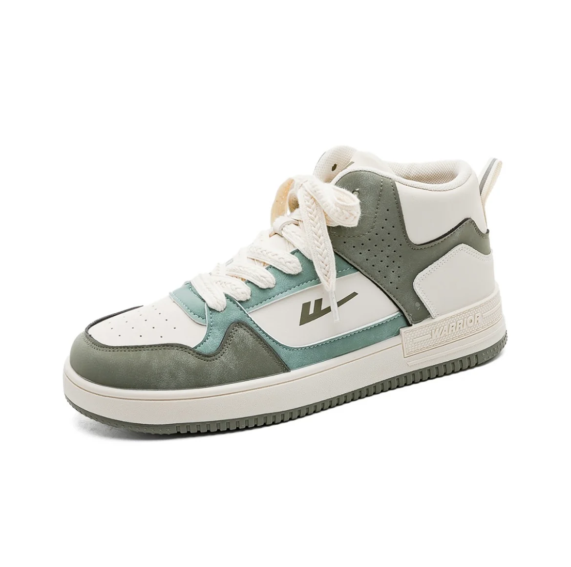 Warrior Retro Fashion High Skateboard Shoes - Beige Green - Image 2