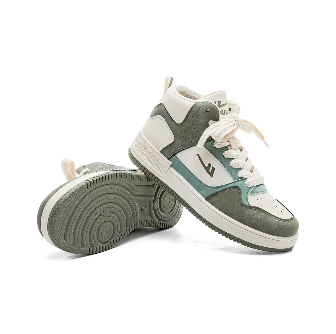 Warrior Retro Fashion High Skateboard Shoes - Beige Green - Image 3
