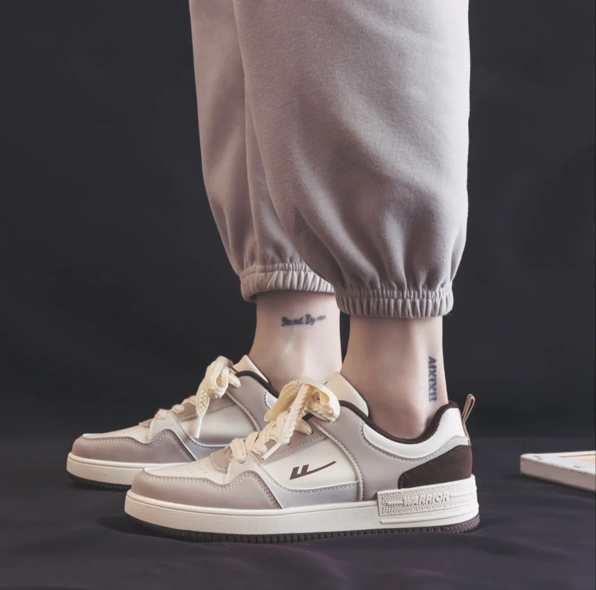 Warrior Retro Fashion Skateboard Shoes - Beige Brown - Image 2