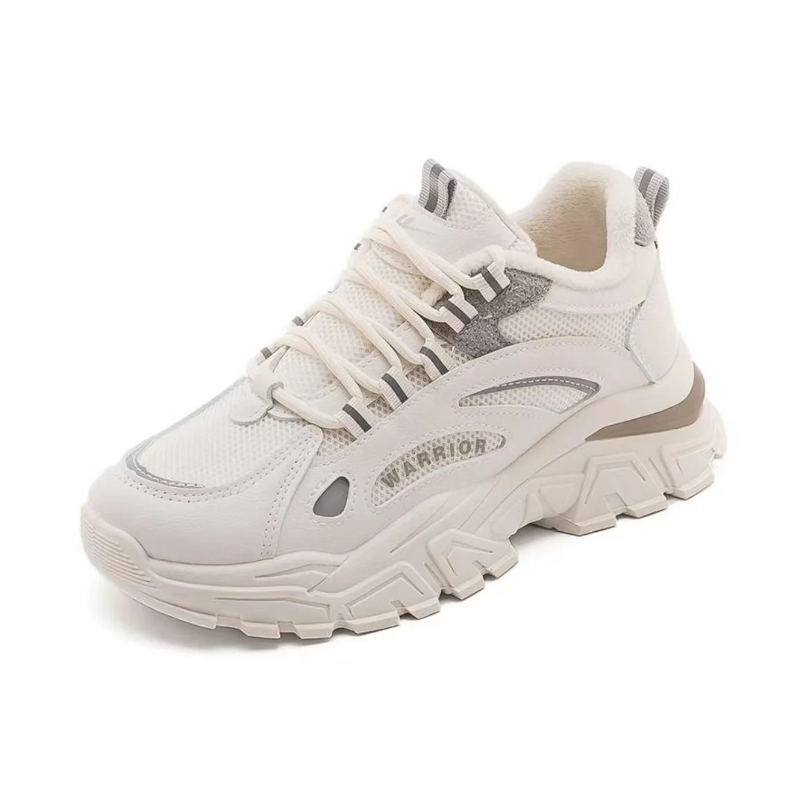 Warrior Thick Sole Height Increasing Dad Shoes - White/Gray - Image 2