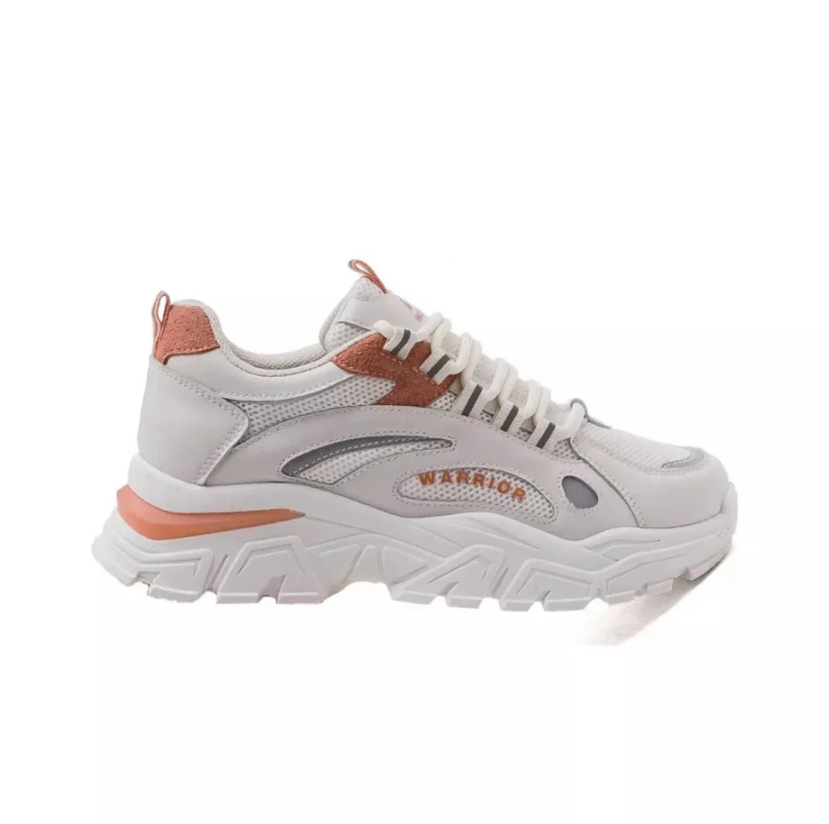 Warrior Thick Sole Height Increasing Dad Shoes - White/Orange - Image 4