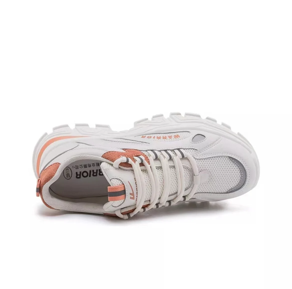 Warrior Thick Sole Height Increasing Dad Shoes - White/Orange - Image 5