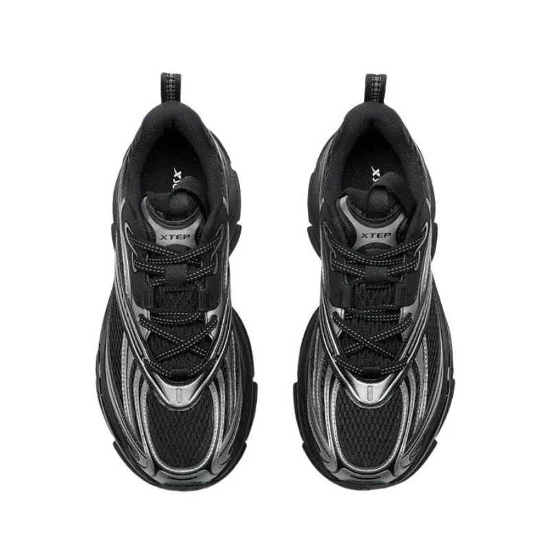 （Women & Men）Xtep Basque 2 Sports Couple Height Increasing Shoes - Deep Space Silver/Black - Image 4